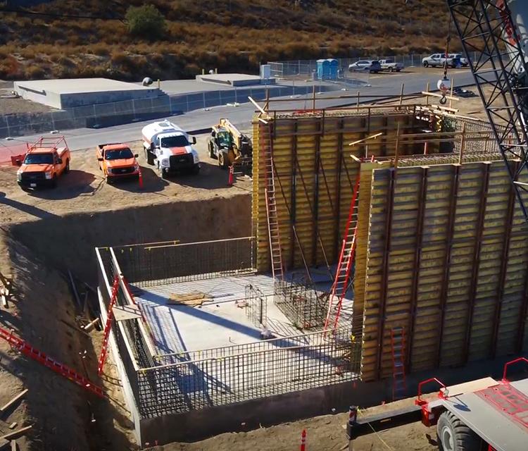 A photo of ongoing construction upgrades to the Wadsworth Pumping Station at Diamond Valley Lake.